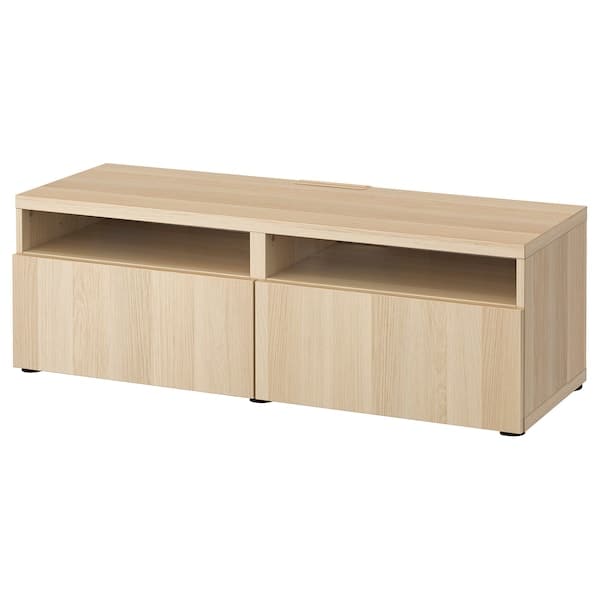 BESTÅ - TV bench with drawers, white stained oak effect/Lappviken white stained oak effect, 120x42x39 cm - best price from Maltashopper.com 69399281