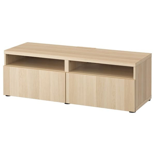 BESTÅ - TV bench with drawers, white stained oak effect/Lappviken white stained oak effect, 120x42x39 cm