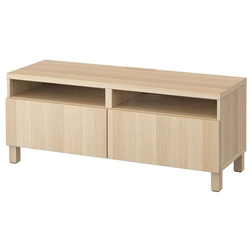 BESTÅ - TV bench with drawers, white stained oak effect/Lappviken/Stubbarp white stained oak effect, 120x42x48 cm
