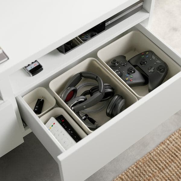 Ikea BESTÅ - TV bench with drawers, white stained oak effect/Lappviken/Stubbarp white stained oak effect, 120x42x48 cm