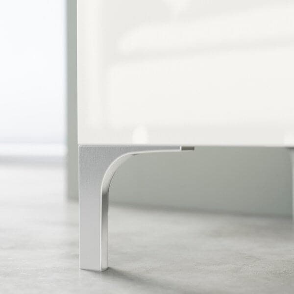 Ikea BESTÅ - TV bench with drawers, white stained oak effect/Selsviken/Nannarp high-gloss/white, 120x42x48 cm