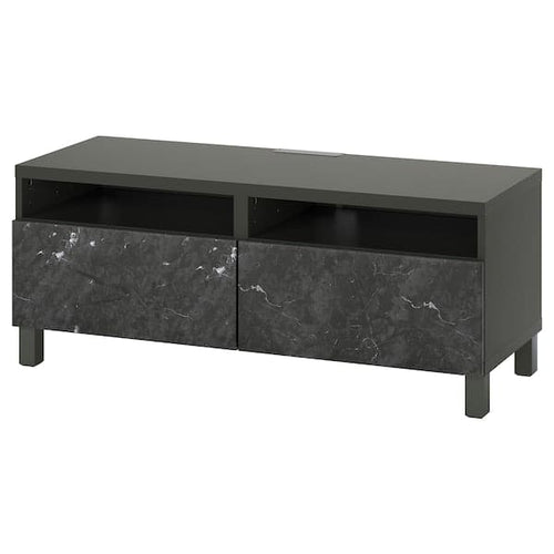 BESTÅ - TV bench with drawers, dark grey/Bergsviken/Stubbarp black, 120x42x48 cm