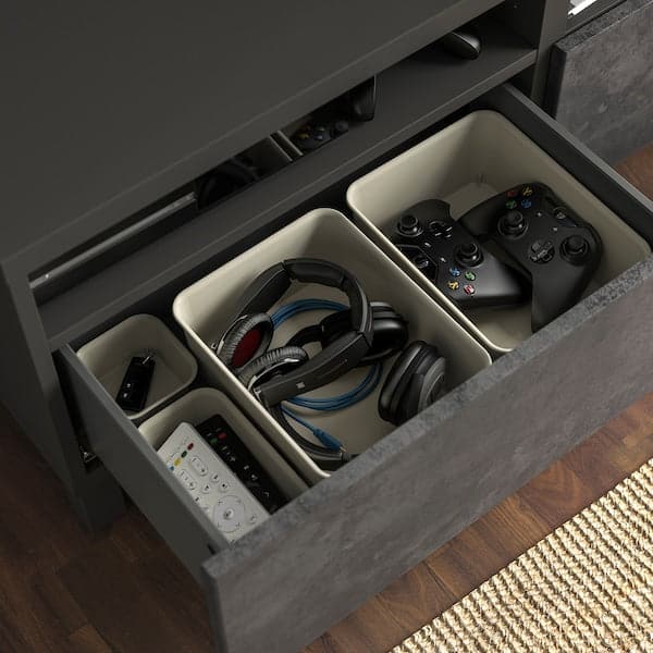 Ikea BESTÅ - TV bench with drawers, dark grey/Kallviken/Stubbarp dark grey, 120x42x48 cm