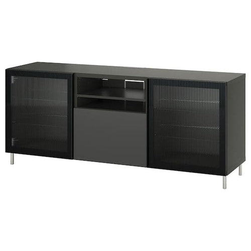 BESTÅ - TV bench with drawers, dark grey Lappviken/Fällsvik anthracite, 180x42x74 cm