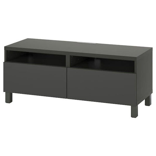 Ikea BESTÅ - TV bench with drawers, dark grey/Lappviken/Stubbarp dark grey, 120x42x48 cm