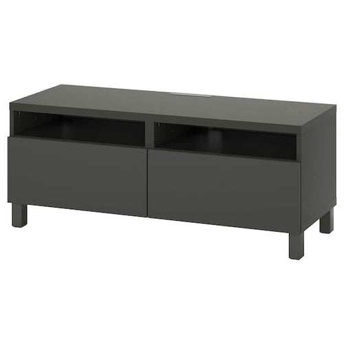 BESTÅ - TV bench with drawers, dark grey/Lappviken/Stubbarp dark grey, 120x42x48 cm