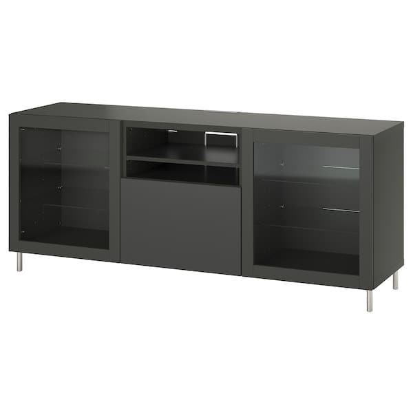 BESTÅ - TV bench with drawers, dark grey Sindvik/Lappviken/Stubbarp dark grey, 180x42x74 cm - best price from Maltashopper.com 49506098