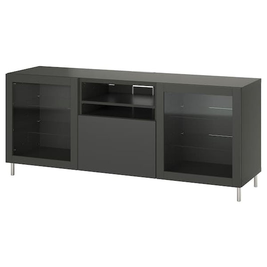 BESTÅ - TV bench with drawers, dark grey Sindvik/Lappviken/Stubbarp dark grey, 180x42x74 cm - best price from Maltashopper.com 49506098