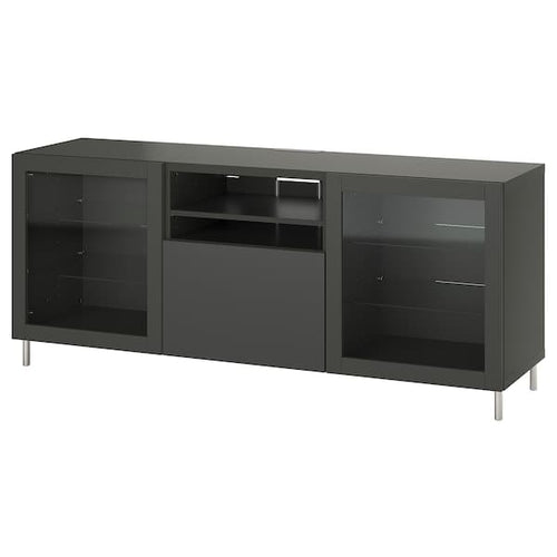 BESTÅ - TV bench with drawers, dark grey Sindvik/Lappviken/Stubbarp dark grey, 180x42x74 cm