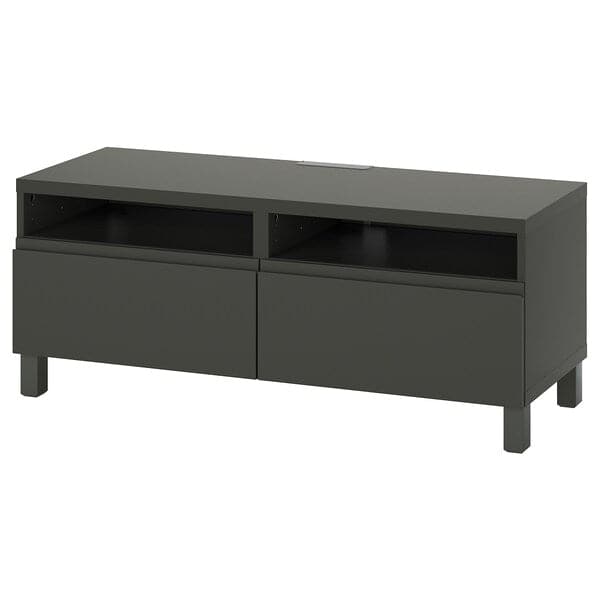 BESTÅ - TV bench with drawers, dark grey/Västerviken/Stubbarp dark grey, 120x42x48 cm - best price from Maltashopper.com 89505582