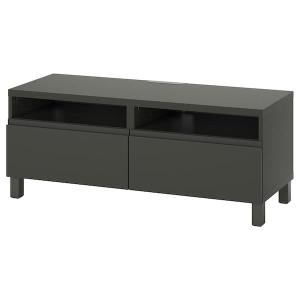 BESTÅ - TV bench with drawers, dark grey/Västerviken/Stubbarp dark grey, 120x42x48 cm - best price from Maltashopper.com 59555658