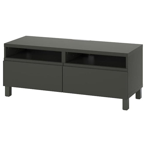 BESTÅ - TV bench with drawers, dark grey/Västerviken/Stubbarp dark grey, 120x42x48 cm