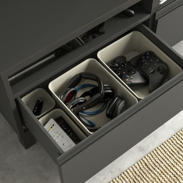 Ikea BESTÅ - TV bench with drawers, dark grey/Västerviken/Stubbarp dark grey, 120x42x48 cm