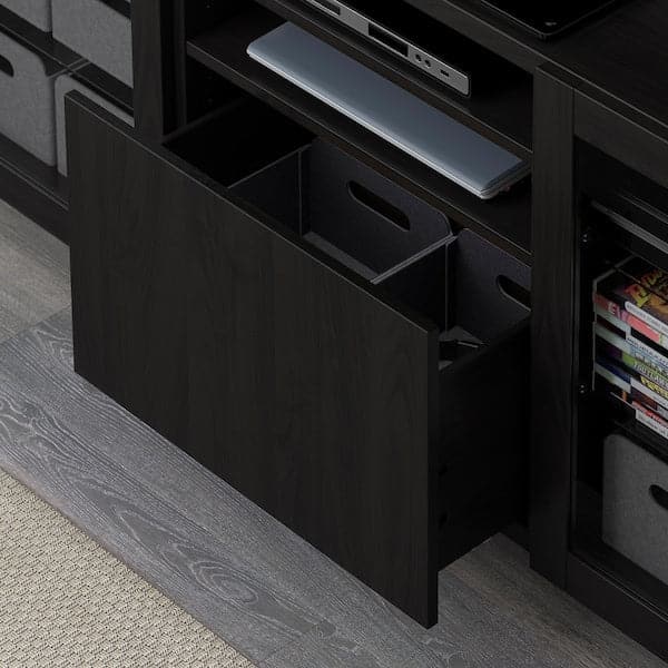 Ikea BESTÅ - TV bench with drawers, Lappviken/Sindvik black-brown clear glass, 180x42x74 cm