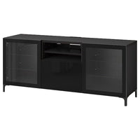 BESTÅ - TV bench with drawers, black-brown Glassvik/Selsviken/Nannarp black, 180x42x74 cm - best price from Maltashopper.com 29421397