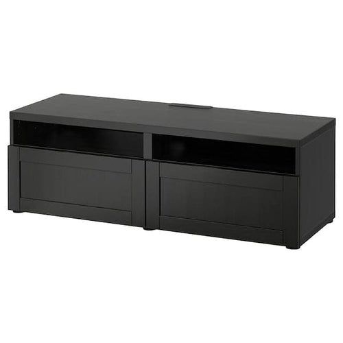 BESTÅ TV bench with drawers, black-brown/Hanviken black-brown, 120x39x42 cm