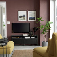 BESTÅ Mobile TV with drawers - brown-black/Hanviken/Stubbarp brown-black 120x42x48 cm , 120x42x48 cm - best price from Maltashopper.com 19188281