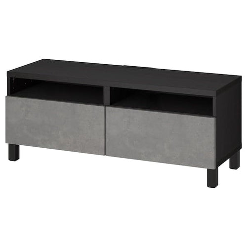 BESTÅ - TV bench with drawers, black-brown/Kallviken/Stubbarp dark grey, 120x42x48 cm