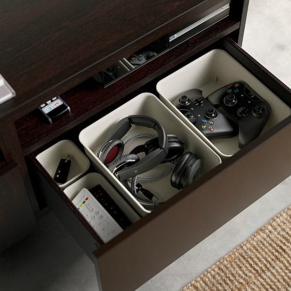 Ikea BESTÅ - TV bench with drawers, black-brown/Kallviken/Stubbarp dark grey, 120x42x48 cm
