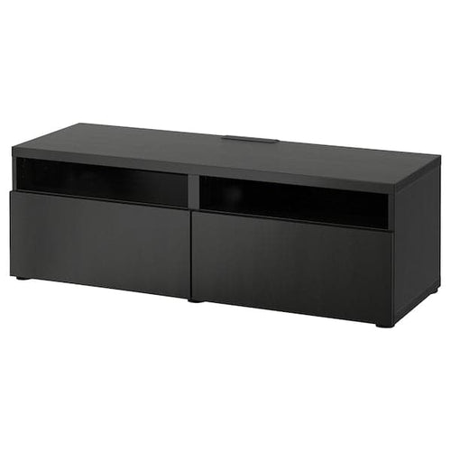 BESTÅ - TV bench with drawers, black-brown/Lappviken black-brown, 120x42x39 cm
