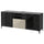 BESTÅ TV bench with drawers, black-brown/Selsviken/Nannarp high-gloss/beige clear glass, 180x42x74 cm