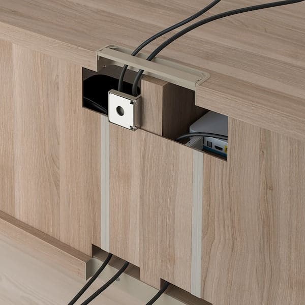 BESTÅ TV cabinet - grey biting walnut effect 120x40x48 cm