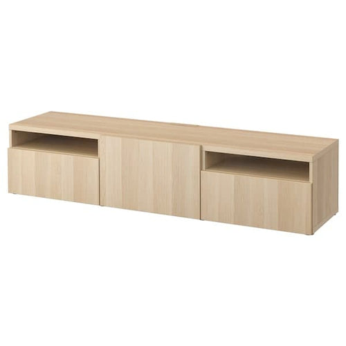 BESTÅ - TV bench, white stained oak effect/Lappviken white stained oak effect, 180x42x39 cm