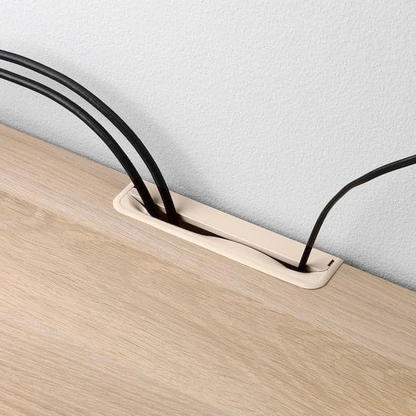 Ikea BESTÅ - TV bench, white stained oak effect/Selsviken high-gloss/white, 180x42x39 cm