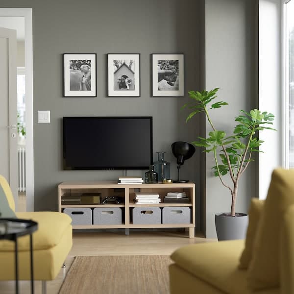 Ikea BESTÅ - TV bench, white stained oak effect, 120x40x48 cm