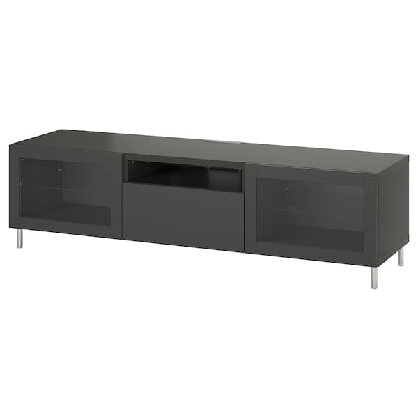 Ikea BESTÅ - TV bench, dark grey Lappviken/Sindvik dark grey, 180x42x48 cm