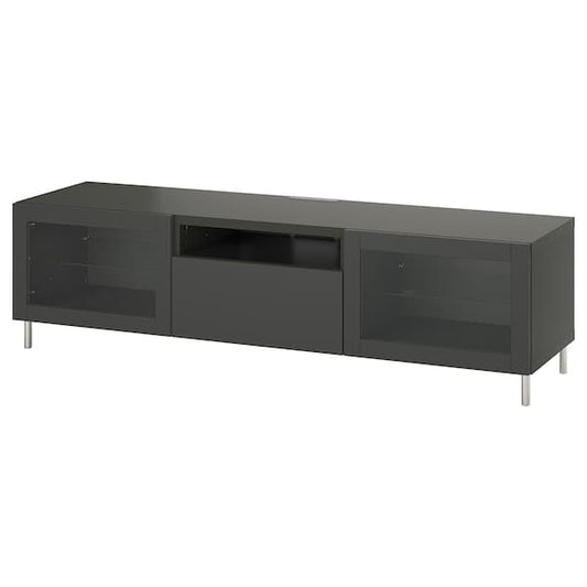 Ikea BESTÅ - TV bench, dark grey Lappviken/Sindvik dark grey, 180x42x48 cm