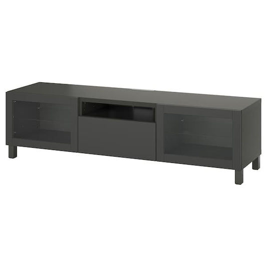 Ikea BESTÅ - TV bench, dark grey/Lappviken/Stubbarp dark grey, 180x42x48 cm