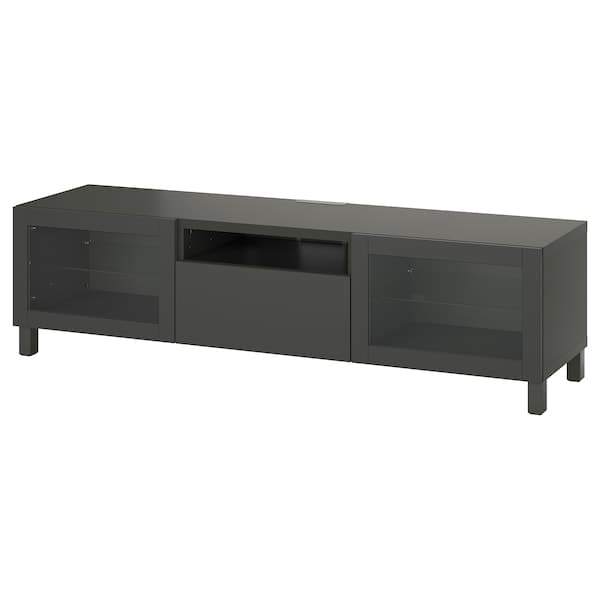 Ikea BESTÅ - TV bench, dark grey/Lappviken/Stubbarp dark grey, 180x42x48 cm