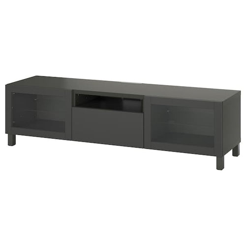 BESTÅ - TV bench, dark grey/Lappviken/Stubbarp dark grey, 180x42x48 cm