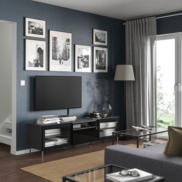 BESTÅ - TV bench, dark grey Selsviken/Fällsvik anthracite, 180x42x48 cm - best price from Maltashopper.com 49556125