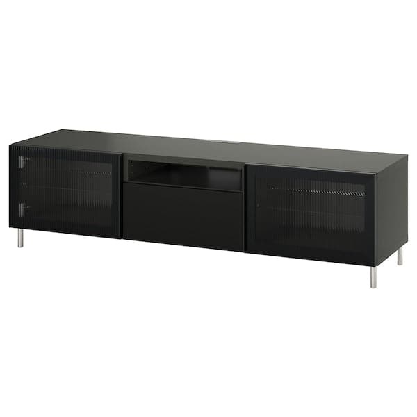 Ikea BESTÅ - TV bench, dark grey Selsviken/Fällsvik anthracite, 180x42x48 cm