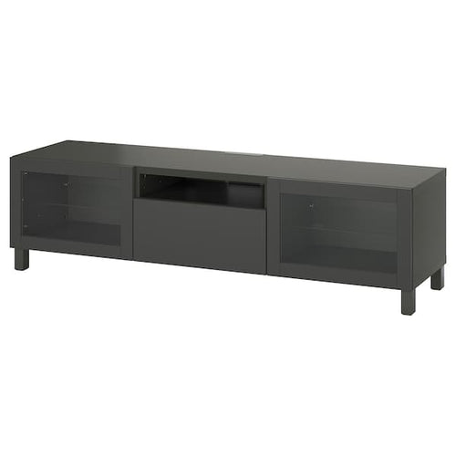 BESTÅ - TV bench, dark grey Sindvik/Lappviken/Stubbarp dark grey, 180x42x48 cm