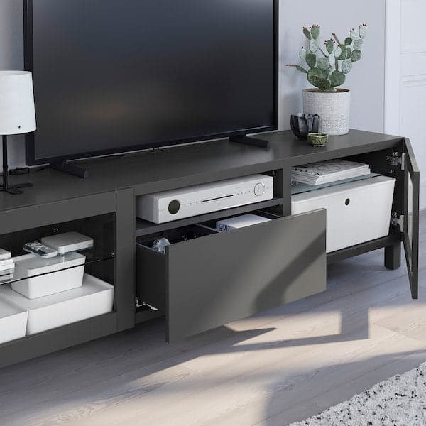 BESTÅ - TV bench, dark grey Sindvik/Lappviken/Stubbarp dark grey, 180x42x48 cm - best price from Maltashopper.com 59505772