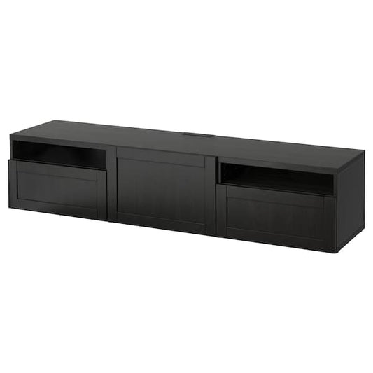 BESTÅ TV cabinet - brown-black/Hanviken brown-black 180x42x39 cm - best price from Maltashopper.com 39328577