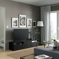 BESTÅ TV cabinet - brown-black/Hanviken brown-black 180x42x39 cm - best price from Maltashopper.com 39328577