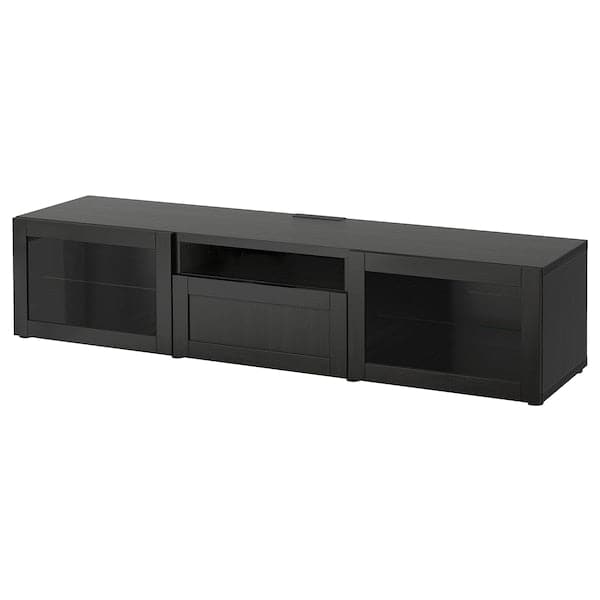 Ikea BESTÅ TV cabinet - brown-black/Hanviken transparent brown-black glass 180x42x39 cm