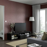 BESTÅ TV cabinet - brown-black/Hanviken transparent brown-black glass 180x42x39 cm - best price from Maltashopper.com 69329330