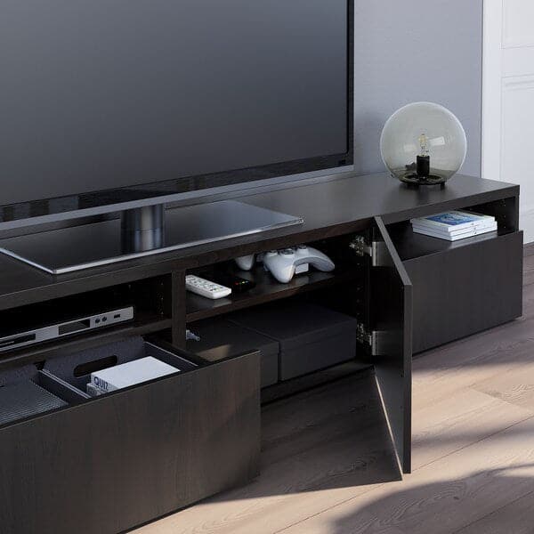 Ikea BESTÅ - TV bench, black-brown/Lappviken black-brown, 180x42x39 cm
