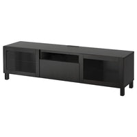 BESTÅ - TV bench, black-brown/Lappviken/Stubbarp black-brown clear glass, 180x42x48 cm - best price from Maltashopper.com 89329188