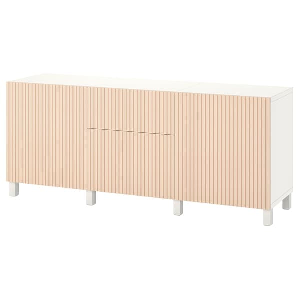 BESTÅ - Storage combination with drawers, white Björköviken/birch veneer, 180x42x74 cm - best price from Maltashopper.com 89440265
