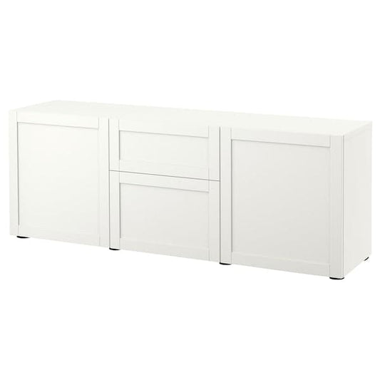 BESTÅ - Storage combination with drawers, white/Hanviken white, 180x42x65 cm - best price from Maltashopper.com 09325189