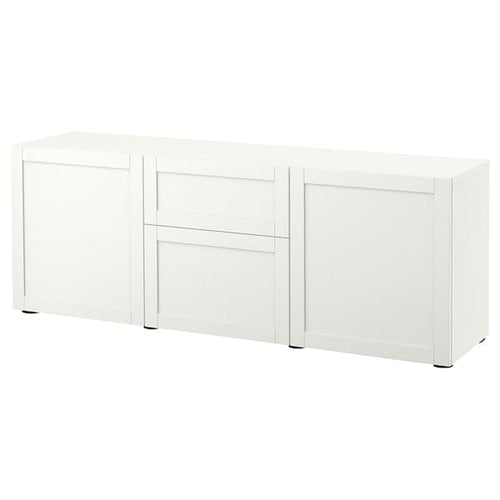 BESTÅ - Storage combination with drawers, white/Hanviken white, 180x42x65 cm