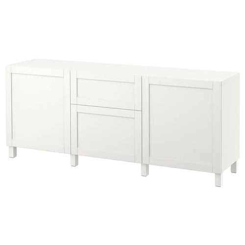 BESTÅ - Storage combination with drawers, white/Hanviken/Stubbarp white, 180x42x74 cm