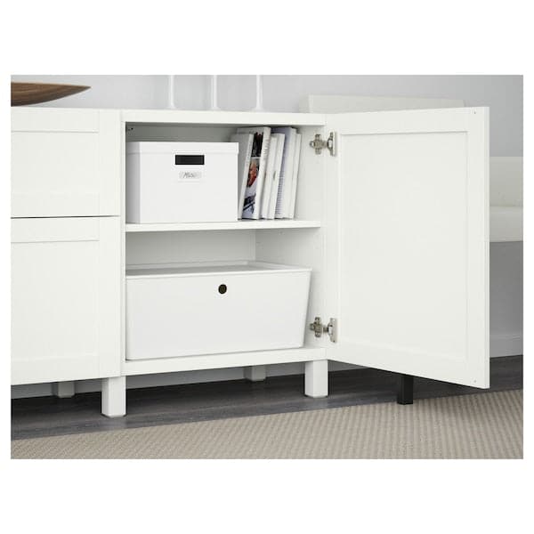 BESTÅ - Storage combination with drawers, white/Hanviken/Stubbarp white, 180x42x74 cm - best price from Maltashopper.com 09195625