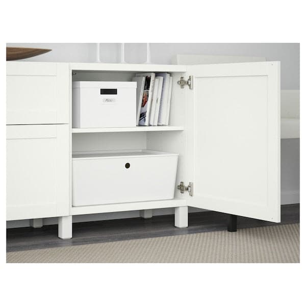 BESTÅ - Storage combination with drawers, white/Hanviken/Stubbarp white, 180x42x74 cm - best price from Maltashopper.com 29412722